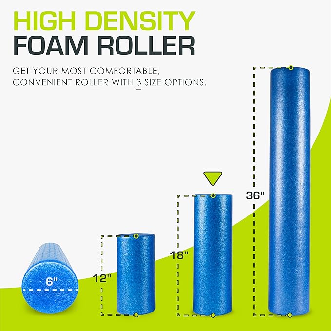 ProsourceFit High Density Foam Rollers 18 - inches Long, Firm Full Body Athletic Massager for Back Stretching, Yoga, Pilates, Post Workout Trigger Point Release, Pink