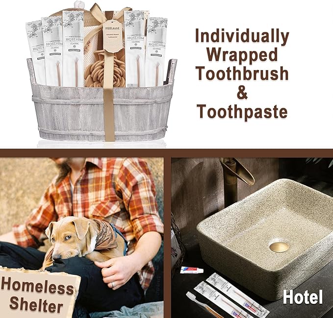 50 Pack Disposable Toothbrushes with Toothpaste Individually Wrapped, Travel Toothbrush Kit, Hotel Toothbrushes Bulk for Hotel,Airbnb,Homeless