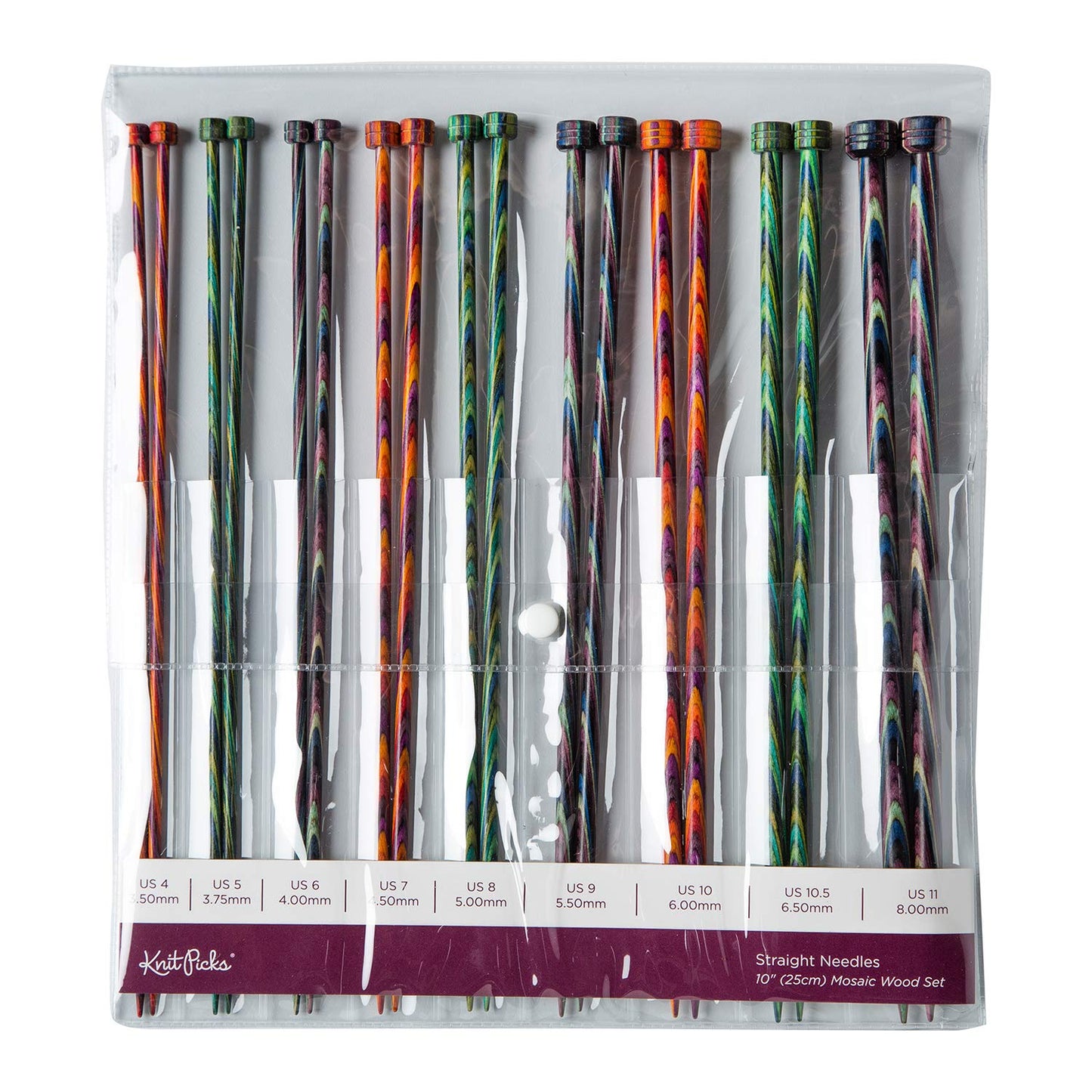 Knit Picks Straight Single Point Wood Knitting Needle Set US 4-11 (Mosaic 10")