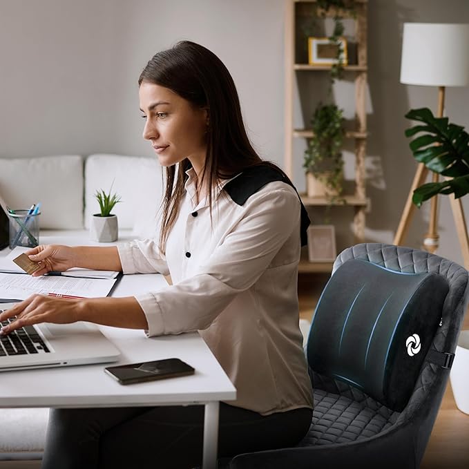 SAMSONITE, Premium Plush Lumbar Support Pillow for Chair - Elevates Lower Back Comfort Zone - 100% Pure Memory Foam - Perfect for Car or Office - Fits Most Seats - Breathable Mesh - Washable Cover