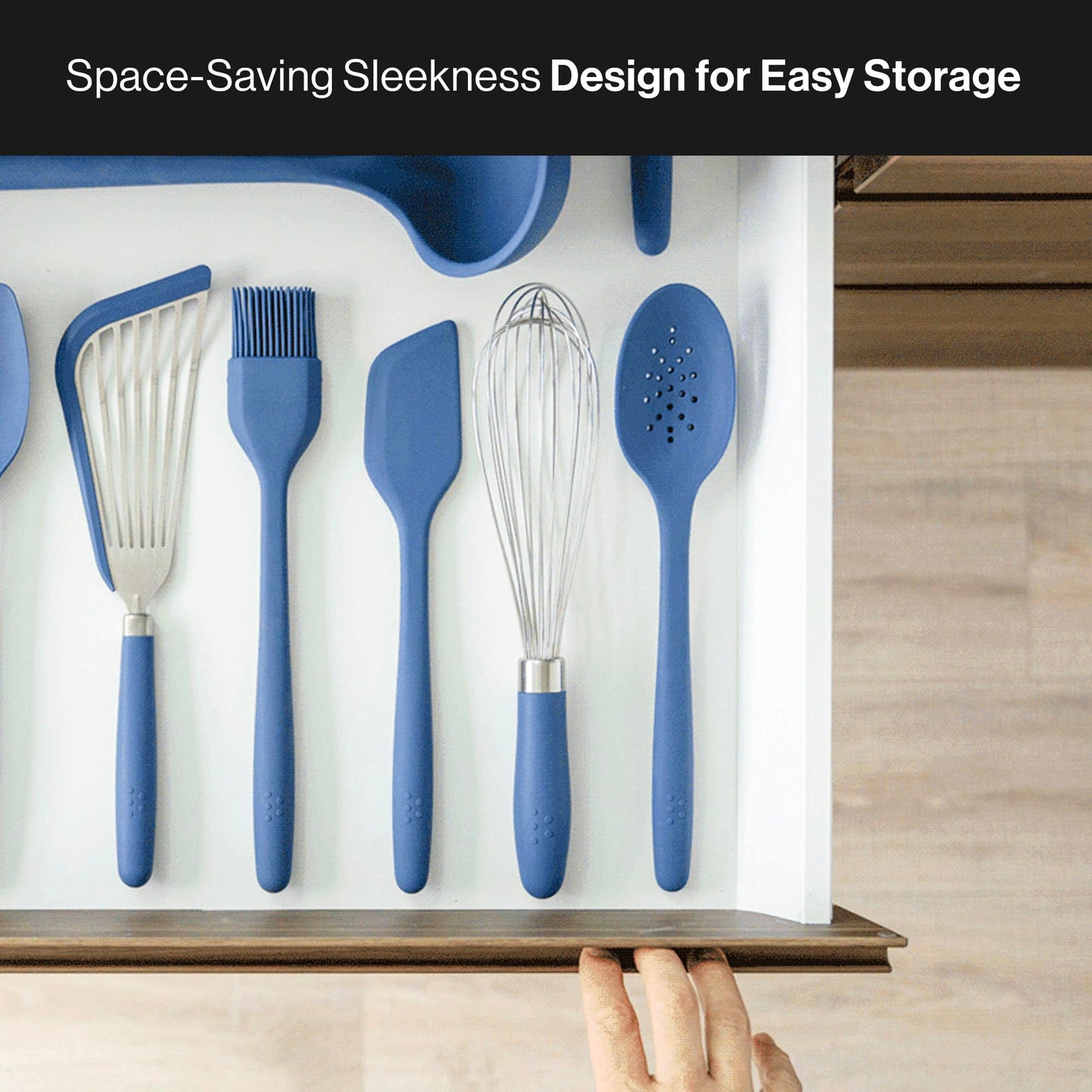 Misen Silicone Slotted Spoon - Dishwasher Safe, Professional-Grade Perforated Spoon - Comfortable Grip, Nonstick Safe, Heat Safe - Perfect for Stirring & Serving - Blue