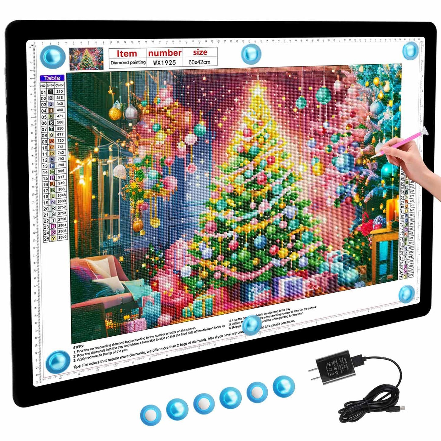 Heanolier Rechargeable A2(25.2" x 18.4") Light pad for Diamond Painting,Magnetic Light Board with Side Buttons,3 Color/6 Level Dimming,Wireless Light Box for Tracing,Light Table for Sketching,Drawing