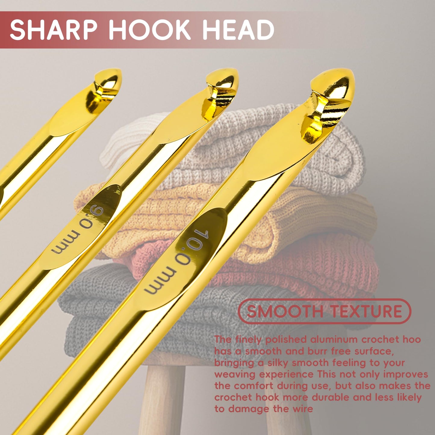 27Pc Gold Plated Tunisian Crochet Hooks Set 3mm-10mm, Interchangeable Aluminum Crochet Hook with Cable, Long Crochet Hooks for Tunisian Crochet, Versatile Crochet Hook Set for Craft Enthusiasts