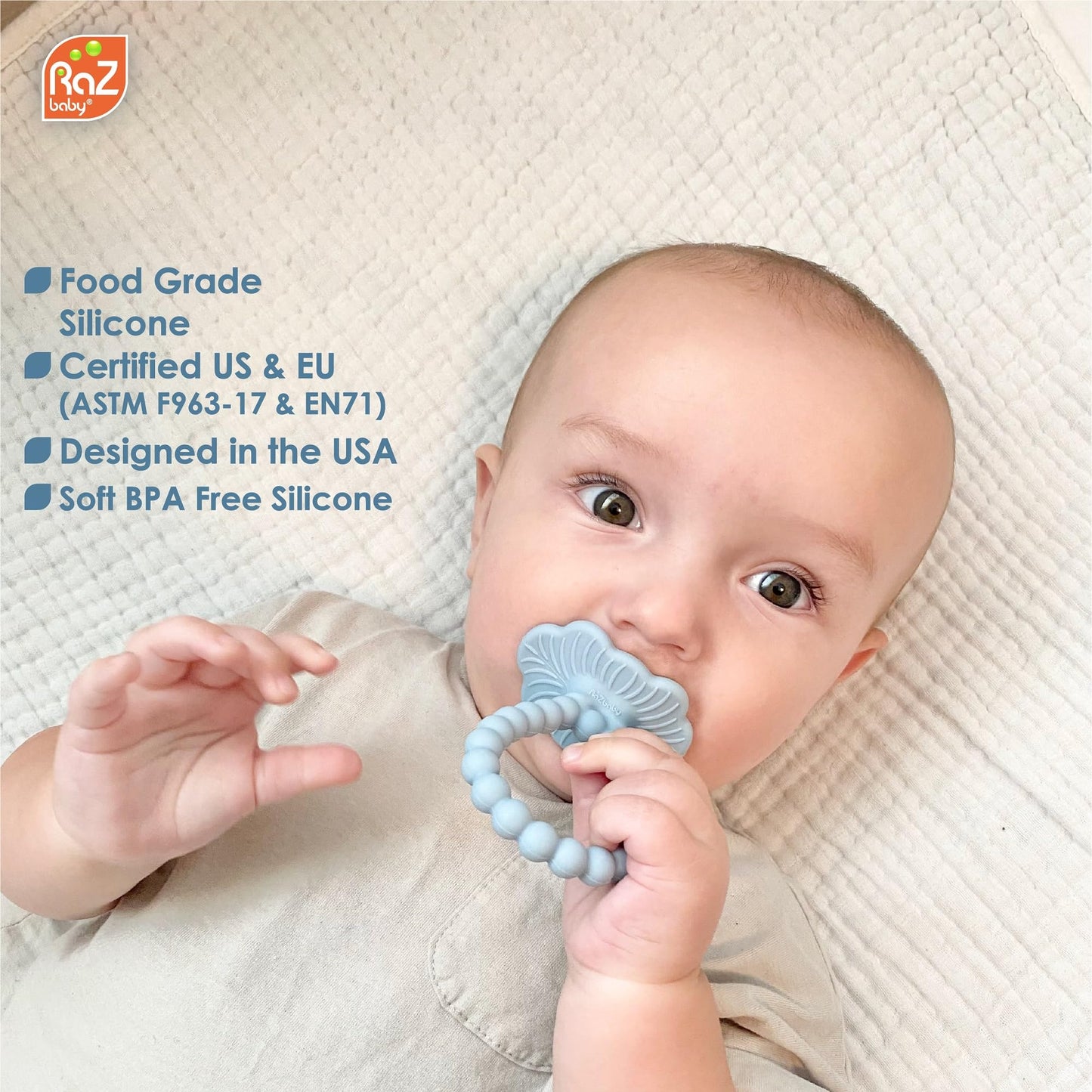 RaZBaby Silicone Infant & Baby Teething Toy Bundle - 3m+ - BerryBumps Soothe Babie's Sore Gums Back and Front - BPA Free, Easy to Hold