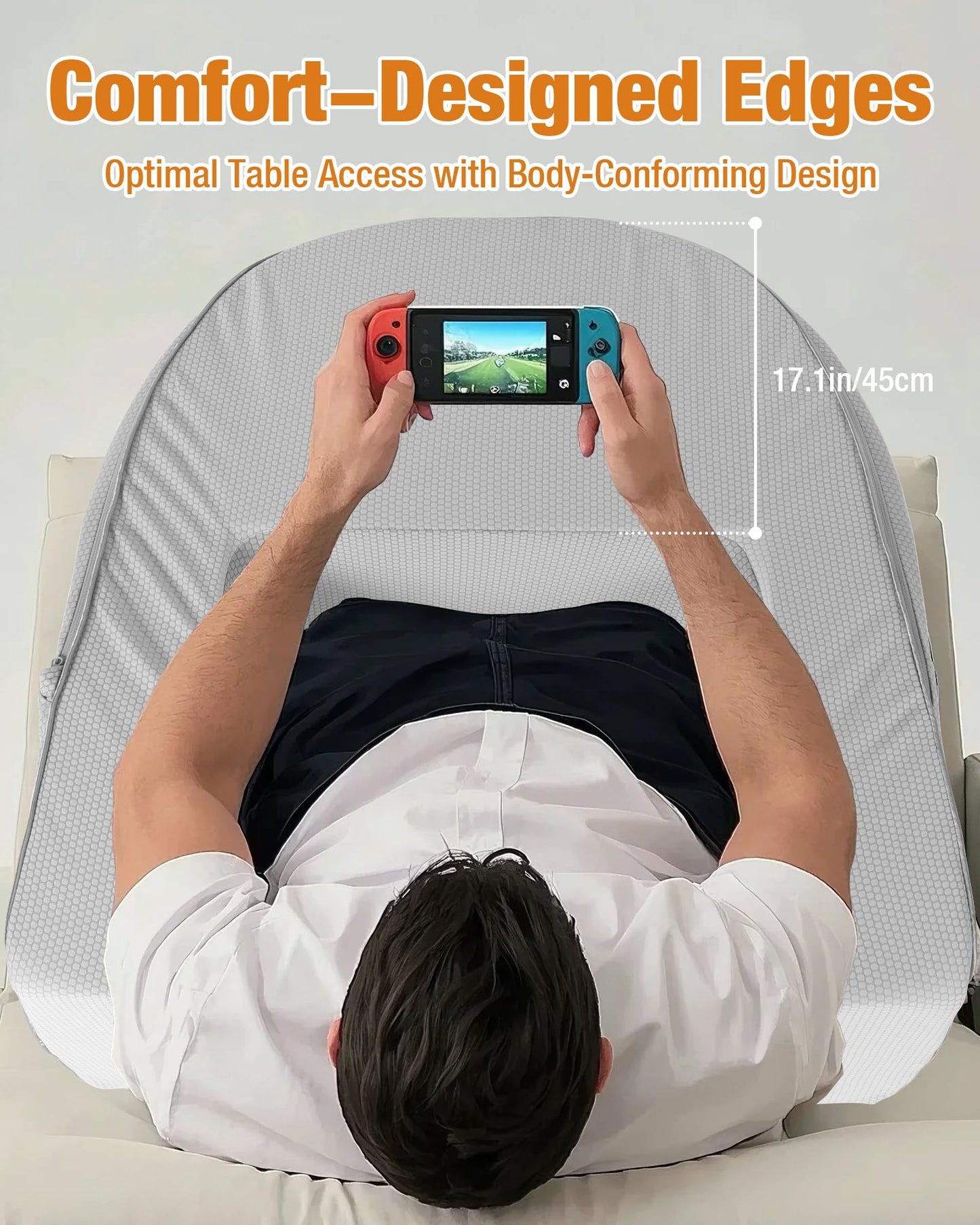 ASIEIT Lap Desk for Adults, 23.2" D x 20.8" W Memory Foam Gaming Pillow Desk with Arm Rest & Pocket, Bed Desk & Reading Pillow for Working, Gaming, Crochet on Couch, Bed, Carpet