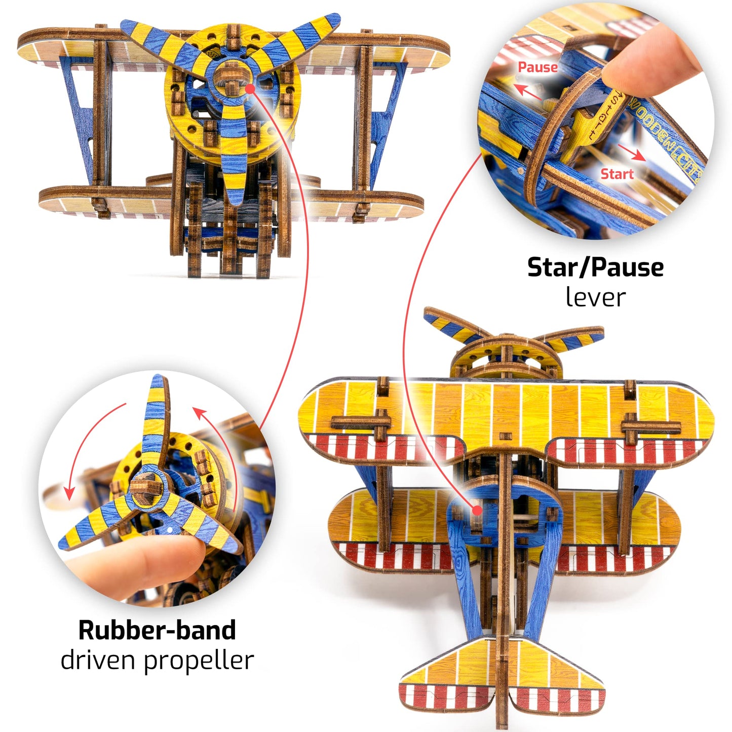 WOODEN.CITY Biplane - 3D Wooden Puzzles for Adults - Aircraft Model Building Kits - Limited Edition