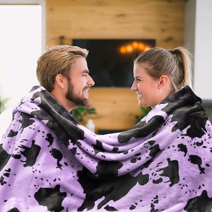 Purple Fleece Blanket Queen Size - Lightweight Warm Fuzzy Soft Cozy Oversized Bed & Couch Blanket Throw for Adults & Couples All Season 90x90 inches
