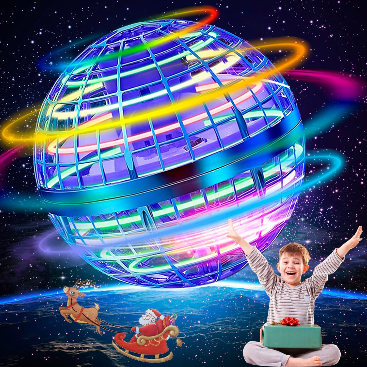 Taikcsut 2025 Upgraded Flying Orb Ball Toy, Hover Boomerang Ball Spinner Mini Drone - Magic Floating Galactic Fly Spinning Orb, for for Boys Girls and 6-12 Age Kids
