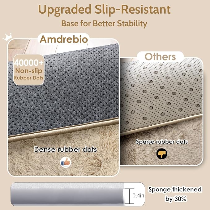 Amdrebio Beige Round Area Rugs 5Ft for Bedroom, Fluffy Plush Shag Furry Circle Rug for Kids Room, Living Room Decor Aesthetic, Fuzzy Circular Tan Neutral Carpet for Teens Baby Nursery Playroom Dorm