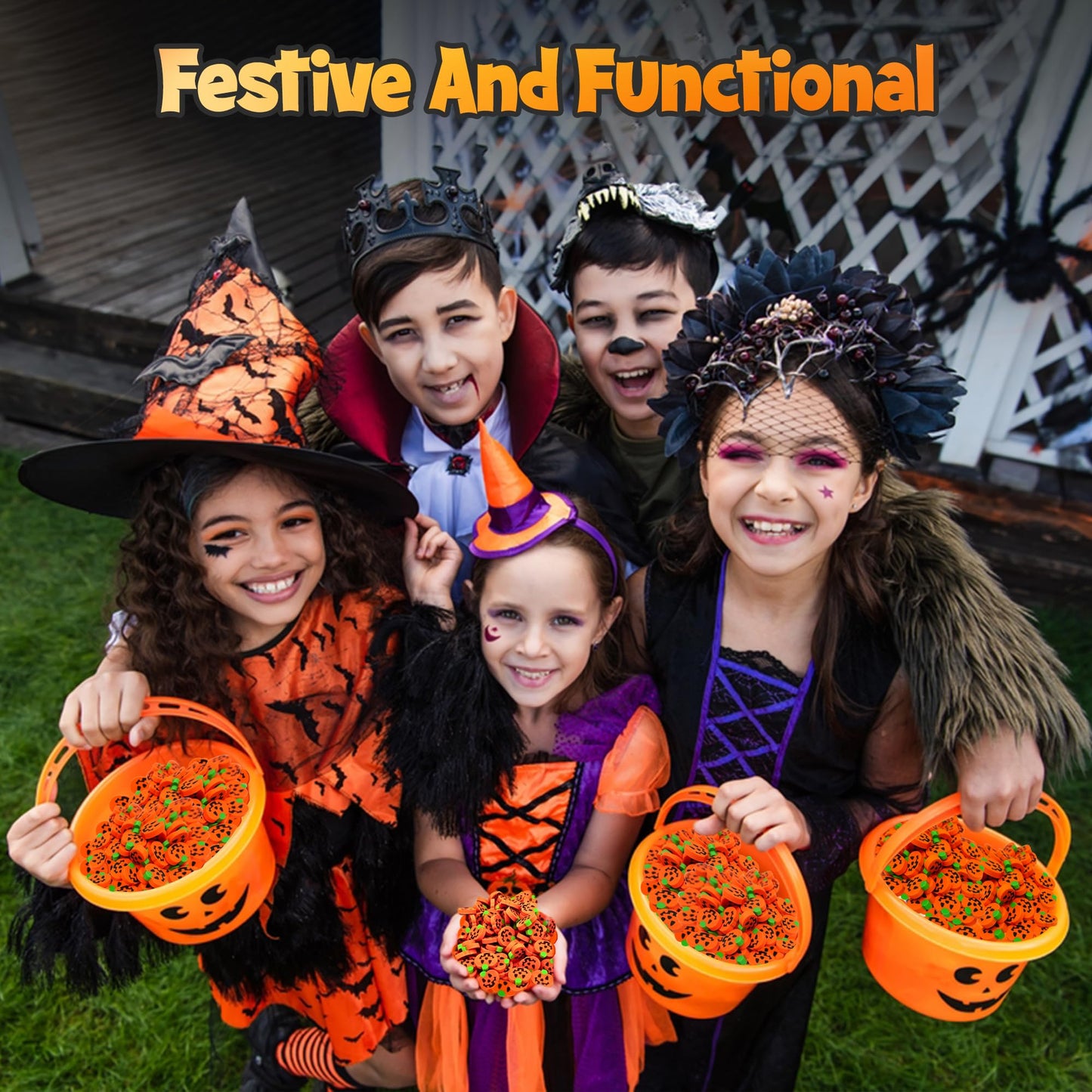 4E's Novelty Mini Pumpkin Erasers Bulk 144 pcs - Fall Halloween Erasers for Kids Bulk, for School, Classroom Reward Prize, Trick or Treat, Trick or Treat Halloween Non Candy Treats