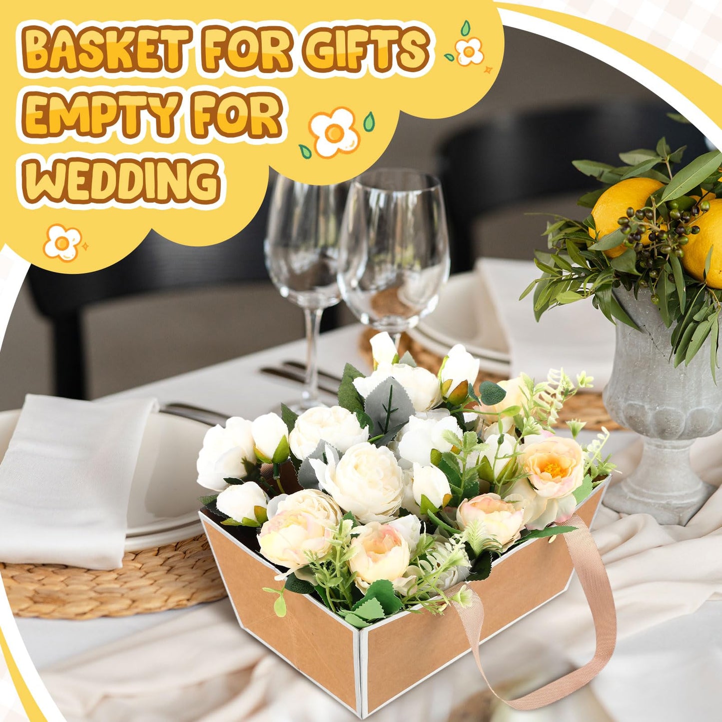Pinkunn 48 Pcs Basket for Gifts Empty DIY Bulk Party Gift Basket Kit with Handles Market Trays for Packages Wrapping Wedding Party Anniversary Display(Retro)