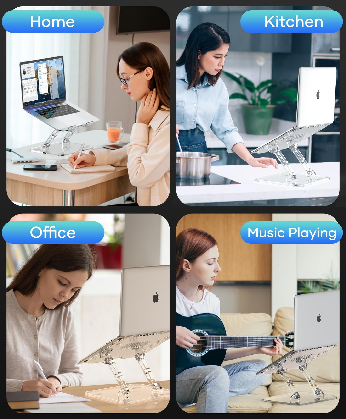 Lpoake Adjustable Foldable Laptop Stand, Portable Ergonomic Computer Stand for Laptop, Compatible with 10 to 15.6 Inches Notebook Computers