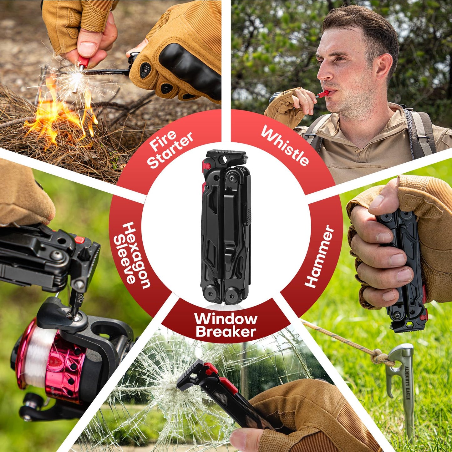 WETOLS Multitool with Pocket Knife, 27-in-1 Stainless Steel Needle Nose Pliers with Screwdrivers, Self-locking Multi tool EDC Gear with Sheath, Ideal for Survival, Outdoor, Camping