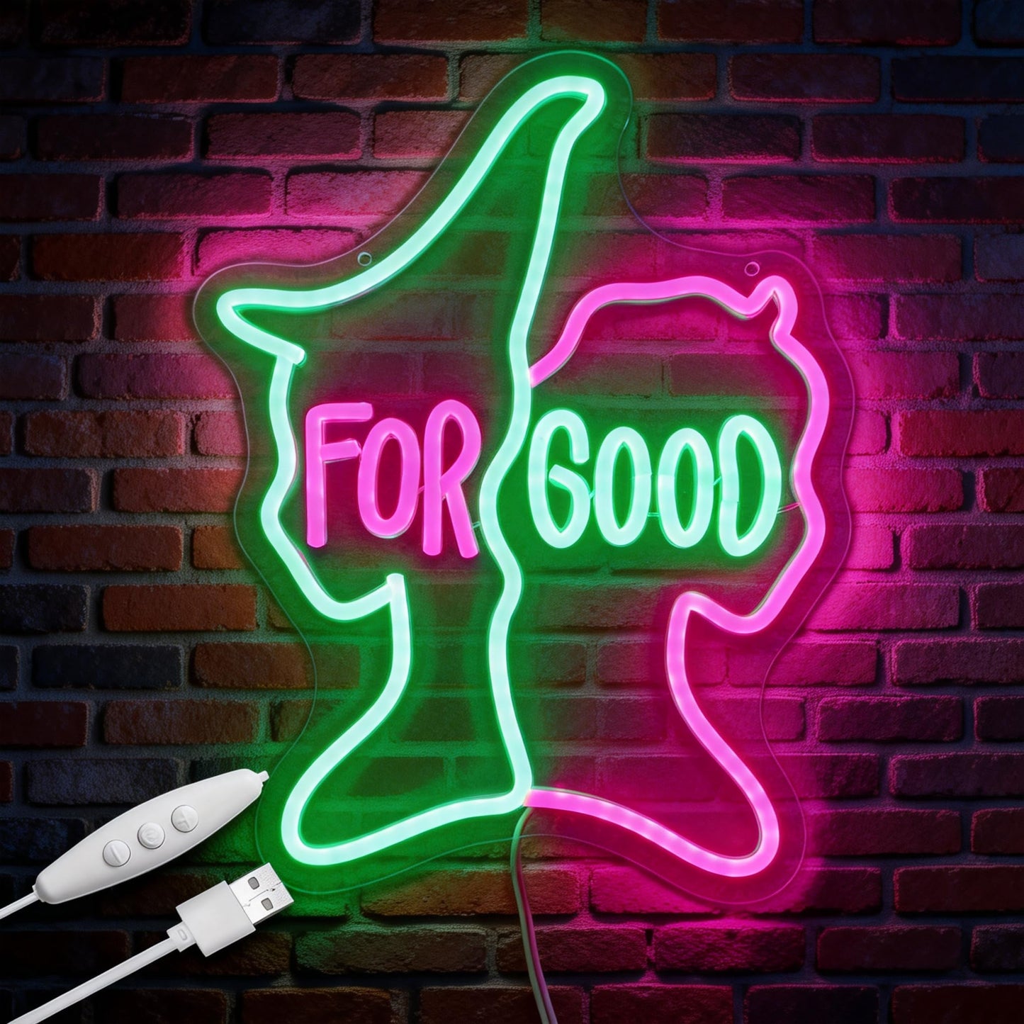 Huntrix saja Demon LED For Good Neon Sign, Musical Theater Wall Decor, Broadway Inspired Gift, Blue and Pink LED Art for Room (14.6"x11.4")