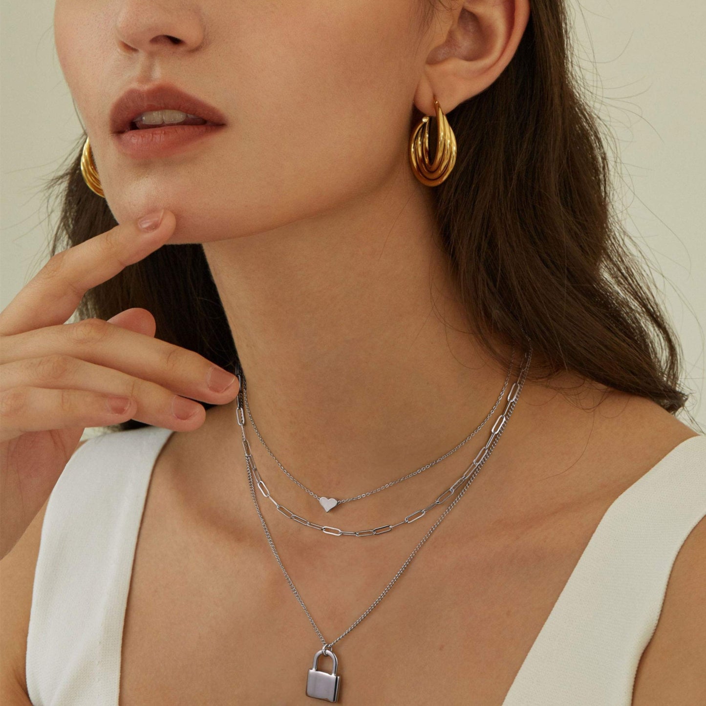 Turandoss Silver Necklace for Women - Dainty Heart Pendant Choker - Delicate Handmade Plated Silver Necklace