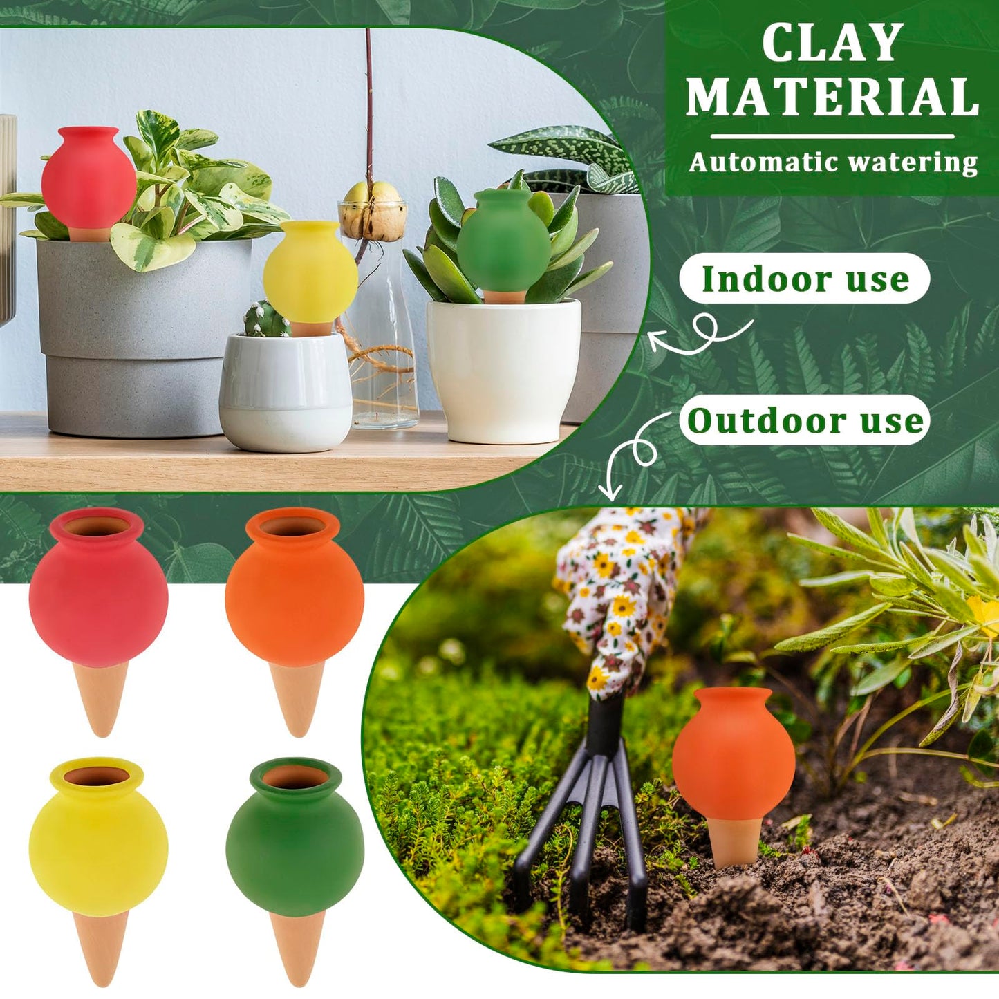 KOUISYY 8PCS Terracotta Watering Spikes, Self Watering Planter Insert Irrigation Dripper, Automatic Watering Devices, Watering Globes for Indoor Outdoor Garden Office Potted