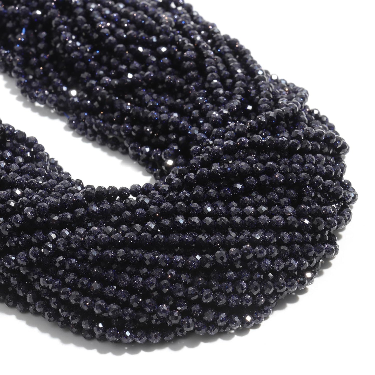 Song Xi 120pcs 3mm Natural Blue Sandstone Gemstone Beads Faceted Round Loose Stone Beads for Jewelry Making (1 Strand)