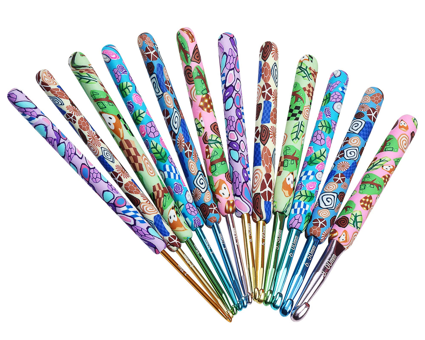 Coopay Complete Crochet Hooks Set for Beginners, 2.25mm-8mm Crochet Hook, Ergonomic Crochet Hooks for Arthritic Hands, Cute Animal Print Comfort Grip, Crochet Needles for Blankets Dolls, Crochet Gifts