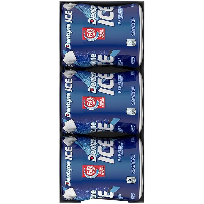 Dentyne Ice Peppermint Sugar-Free Chewing Gum, 6 Bottles of 60 Pieces (360 Total Pieces)