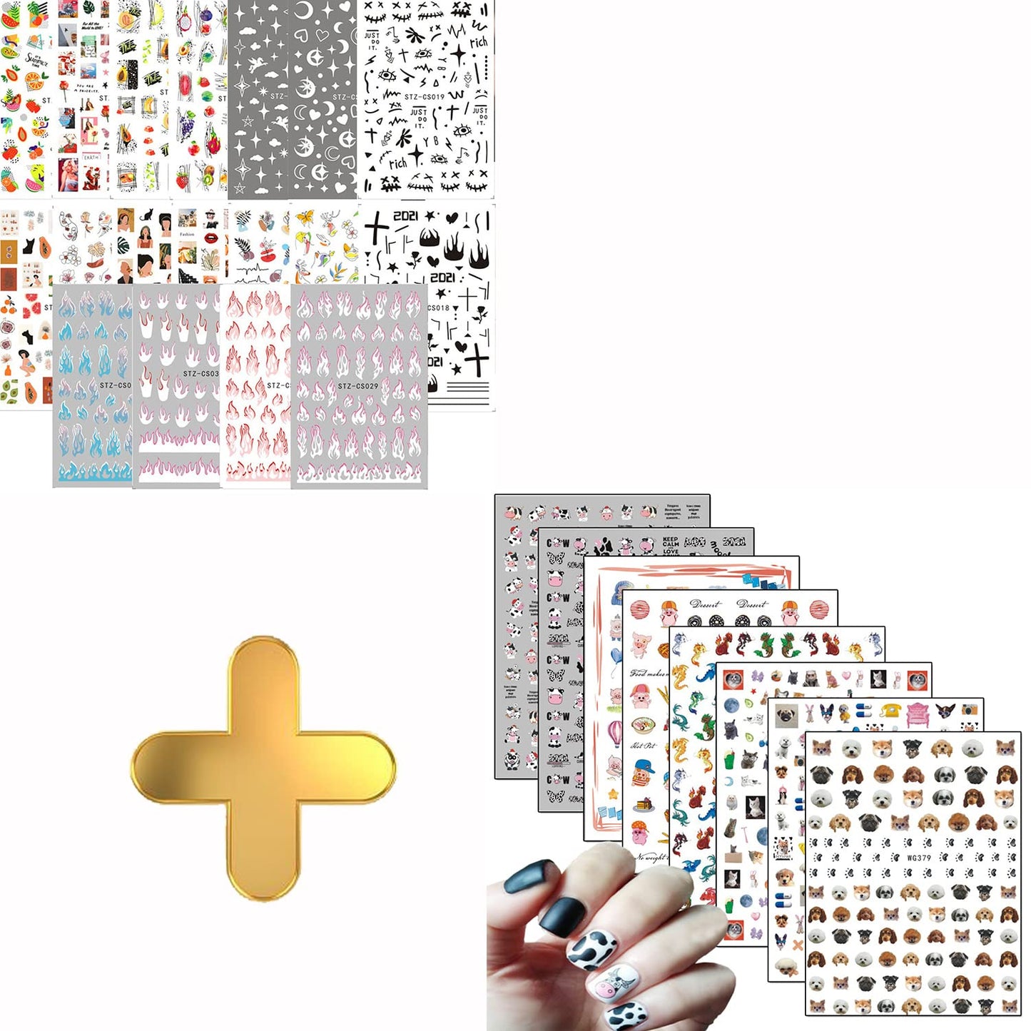 18 Sheets Colorful Nail Art Stickers with 8 Sheets Animal Nail Art Stickers