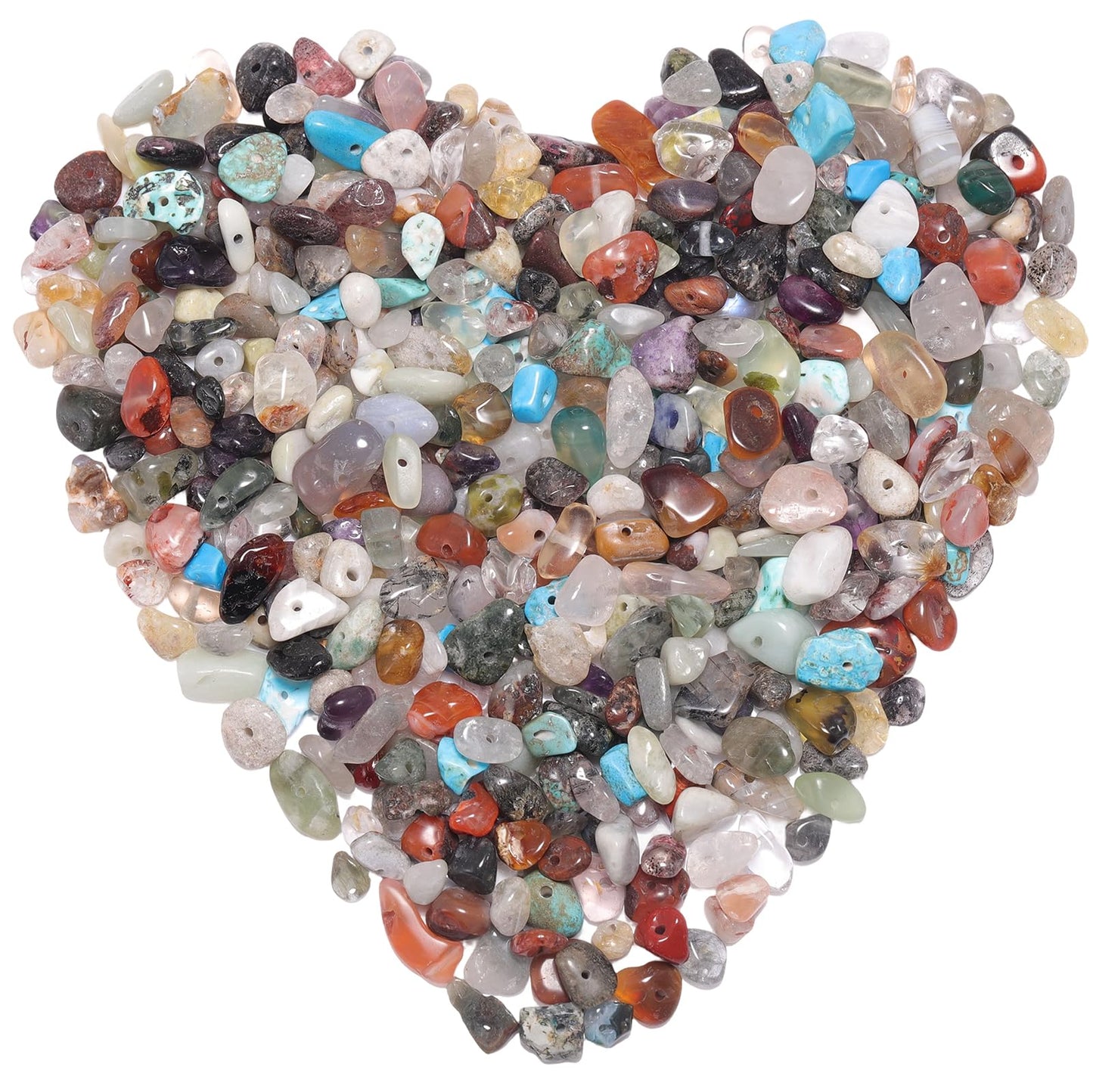 400pcs Natural Chip Stone Beads for Jewelry Making Multicolor 5-8mm Irregular Gemstones Healing Crystal Loose Rocks Bead Hole Drilled for Ring Earrings Necklace Bracelet Making DIY Art Crafts