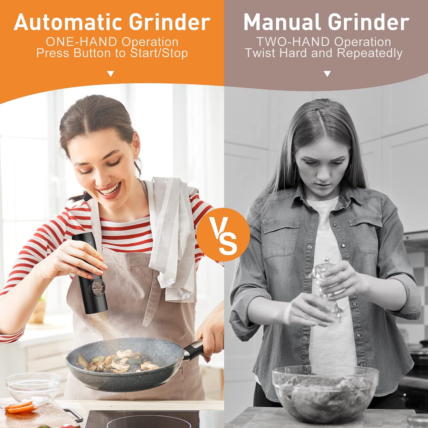 Electric Salt and Pepper Grinder Set, Rechargeable Automatic Salt and Pepper Shakers, Adjustable Coarseness Pepper Grinder with Led, Kitchen Appliances Gifts for Mom