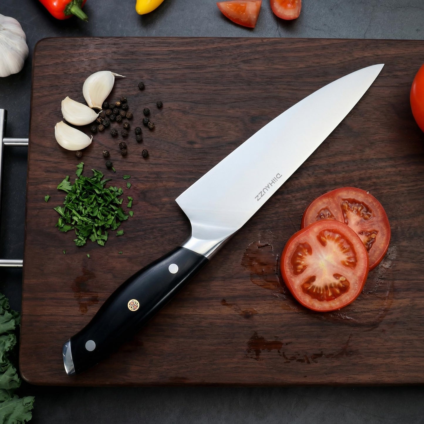 DiiHAUZZ Chef Knife, 8 Inch Ultra Sharp Kitchen Knife, Professional High Carbon Steel Chefs Knife with Full-Tang Ergonomic Handle for Kitchen, Gift Box for Mothers Day Gift