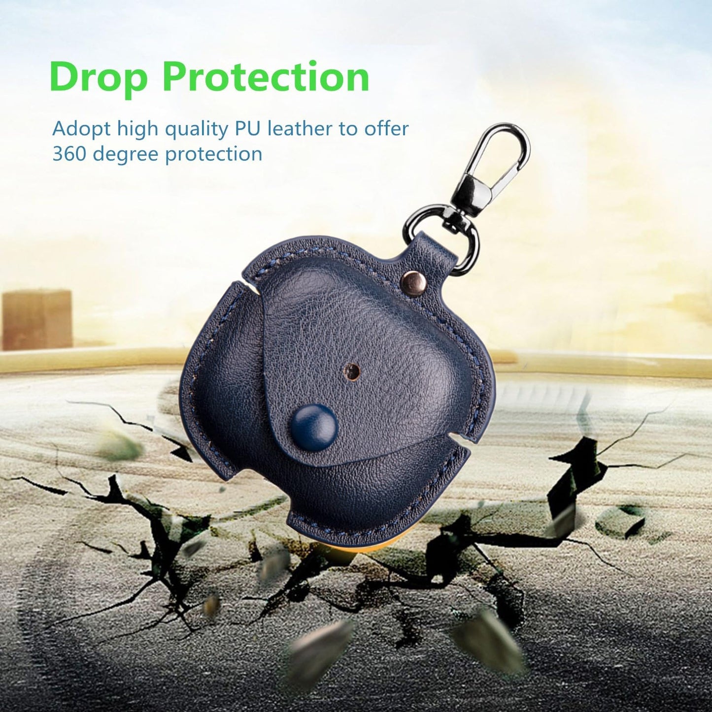 YQGFashbf for Airpods 4 Case Leather with Keychain, Stylish Retro Leather Wireless Charging Protective Headphone Case Cover for Apple Airpods 4th Generation 2024 Front LED Visible (Blue)