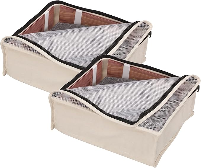 Household Essentials 3321-1 Cedarline Natural Cotton Canvas Zippered Sweater Bag | Storage Bag for Closets and Under the Bed | 2-Pack