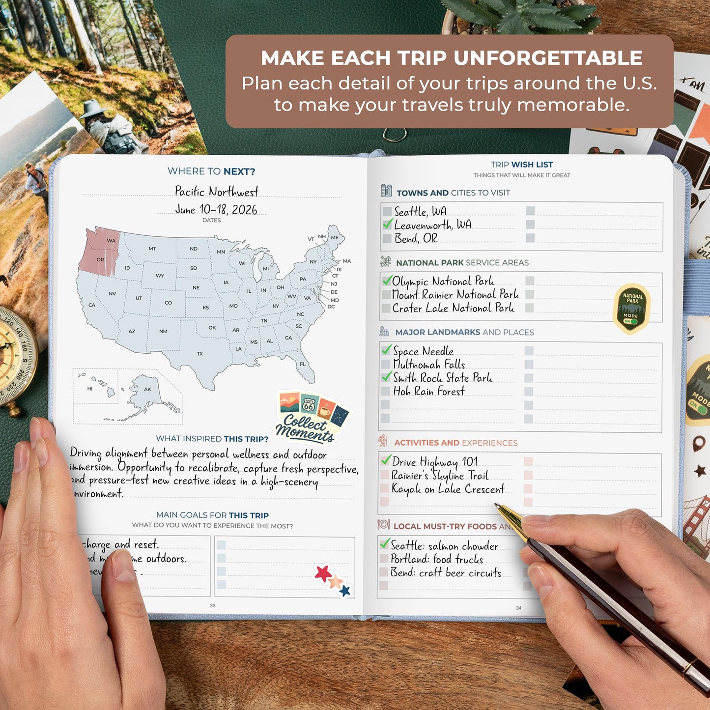 Clever Fox U.S. Travel Planner – USA 50 States Travel Journal with Bucket Lists, Trip Itinerary, Trip Budget & Expense Tracker, Hardcover Exploring United States Book (Periwinkle)