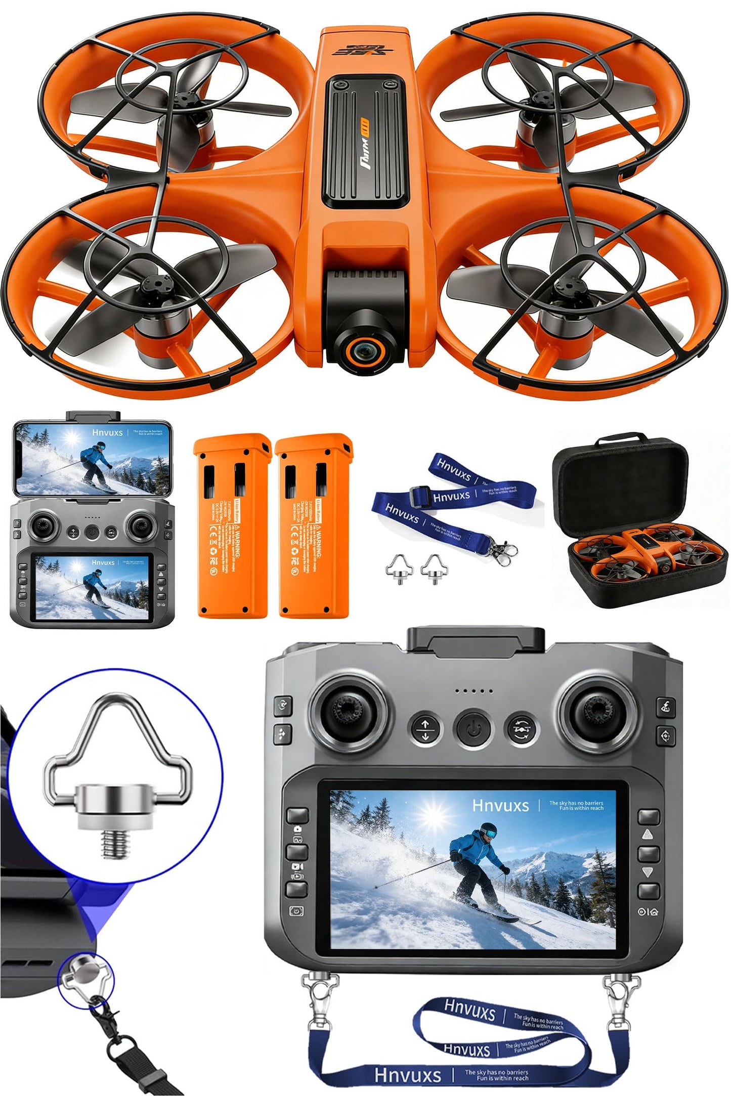 Hnvuxs Drone With Camera For Adults - 4.5” Fhd Screen Remote Control, 2k Dual Camera, 40 Min Flight, Brushless Motor, Obstacle Avoidance, Auto Hover,Follow Me, One Key Takeoff/Landing, 360° Flip, Includes 2 Batteries, Perfect Mini Drone For Kids And Begin