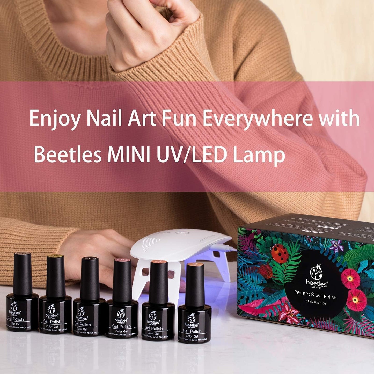 Beetles Uv Light for Nails Mini Nail Lamp Poly Nail Gel Curing Lamp Nail Gel Portable UV Led Nail Light for Gel Top Coat Gel Nail Polish Manicure Tool DIY Nail Art
