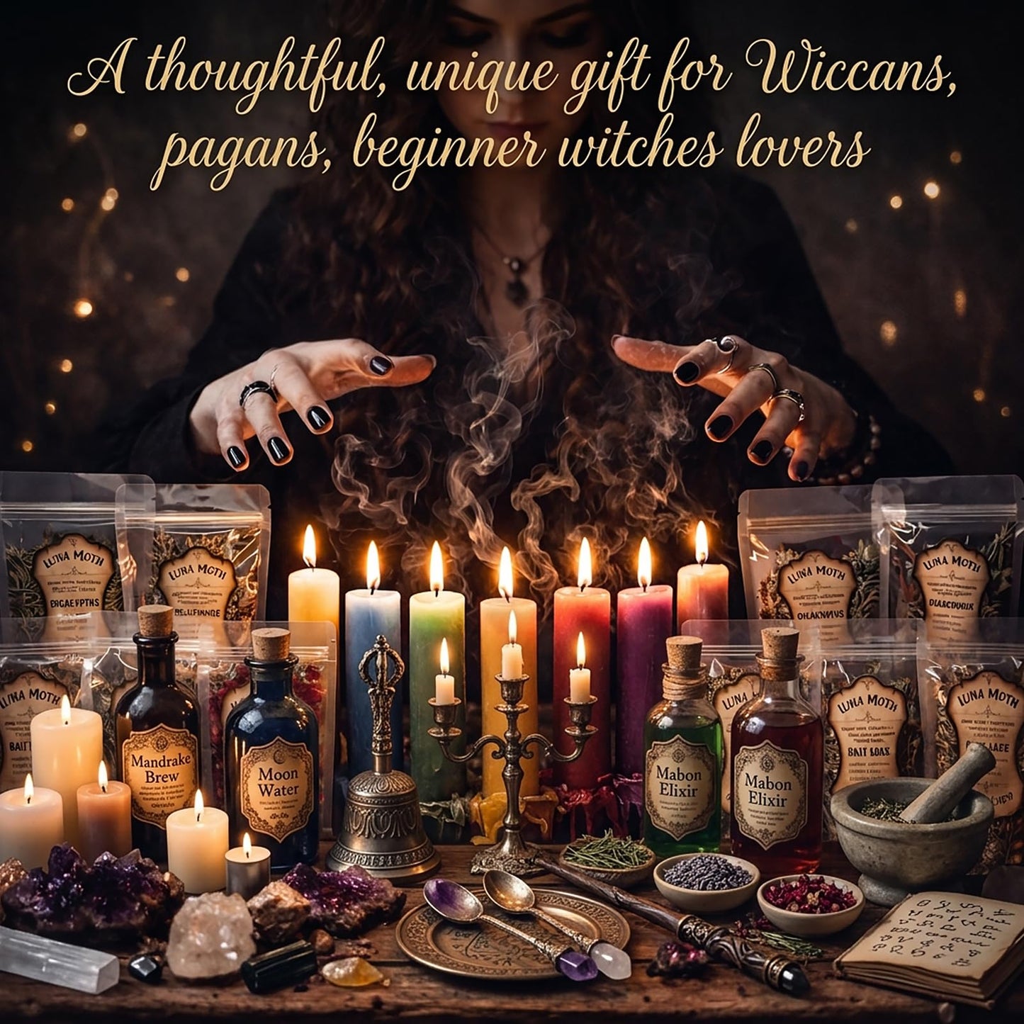 10 Pack Large Dried Flowers Set –Bulk Herbs for Witchcraft Supplies, Used Potpourri Simmer Pot, Spell Jar, Candle Soap Making, DIY Crafts – Lavender, Rose, White Sage, and More, Each Bag Above 4.41oz