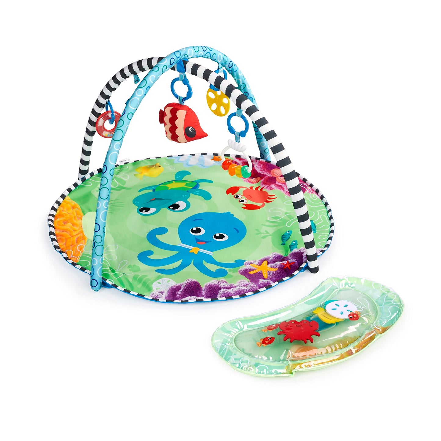 Baby Einstein Sea Floor Explorers 2-in-1 Water Mat, Portable Tummy Time, Activity Play Gym, Sensory Toys, Ages Newborn and Up