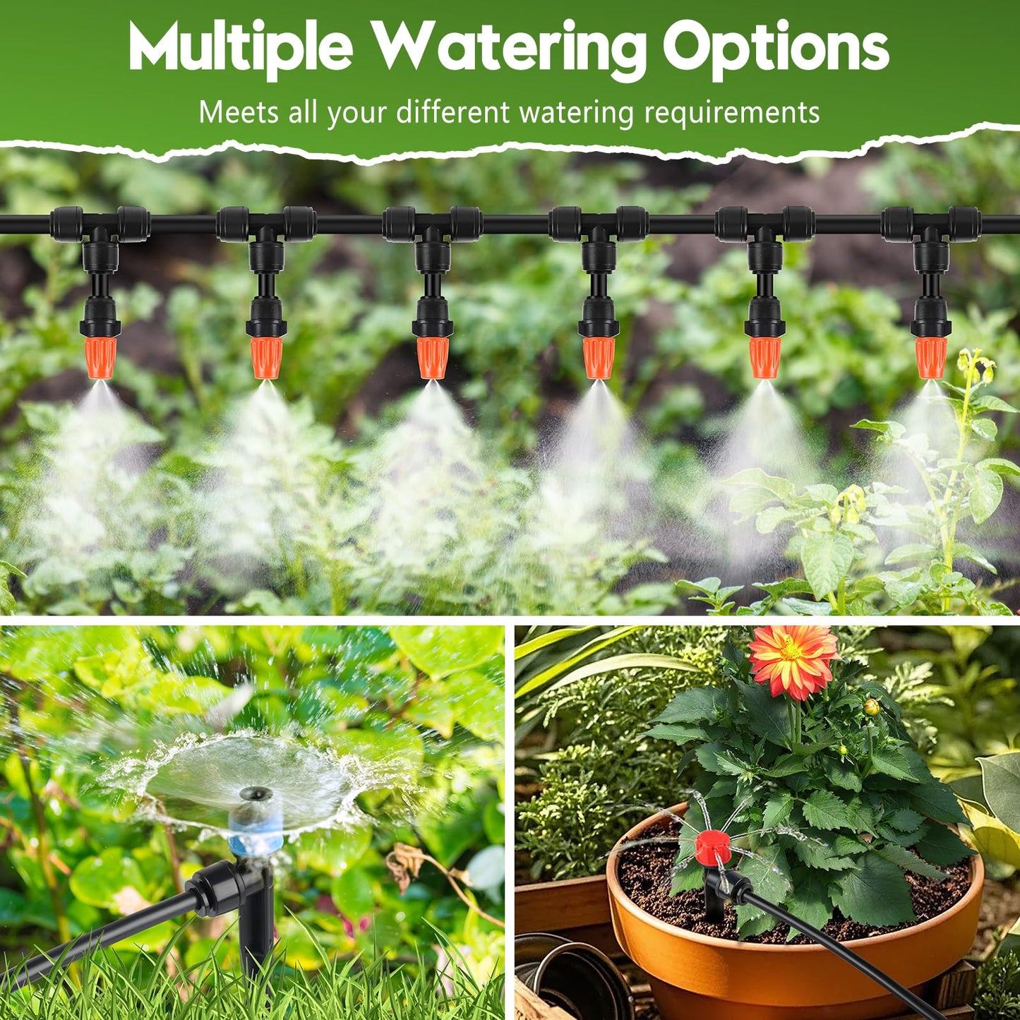 240FT Drip Irrigation System for Garden, 2026 Upgraded Quick-Connect Automatic Garden Watering System with 1/2" & 1/4" Tubing and Adjustable Nozzle Emitters for Greenhouse, Yard, Lawn, Raised Bed