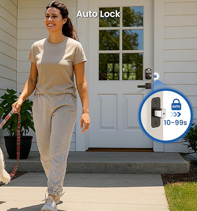 Veise KS02A Fingerprint Keyless Entry Door Lock, Auto Lock, Electronic Keypad Deadbolt for Front Door, Biometric, Anti-Peeping Password, Easy Install, Oil Rubbed Bronze