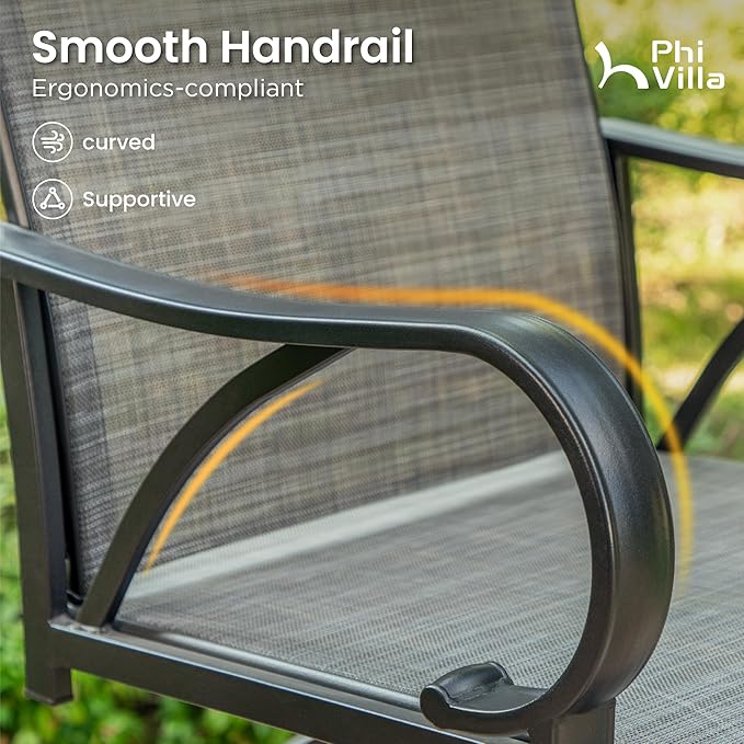 PHI VILLA Outdoor Swivel Bar Stools Set of 6, Bar Height Patio Bar Stools & Chairs, All-Weather High Top Patio Chairs with Textilene Fabric for Outdoor, Grey
