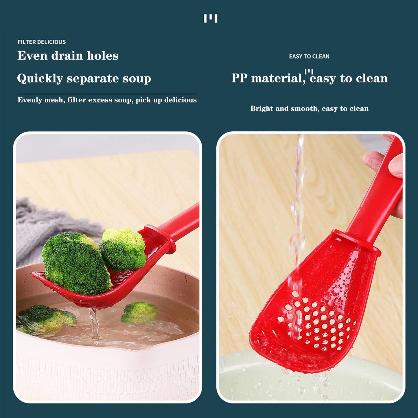 3 Pack Multifunctional Kitchen Cooking Spoon, Muulaii 6 in1 Kitchen Gadgets Strainers for Egg Yolk Separator- Grater Masher- Colander Skimmer Scoop
