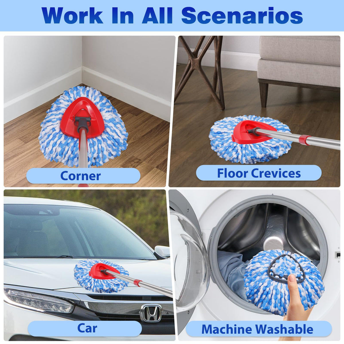 8 Pack Spin Mop Replacement Heads for OCedar RinseClean 2 (10 Count)