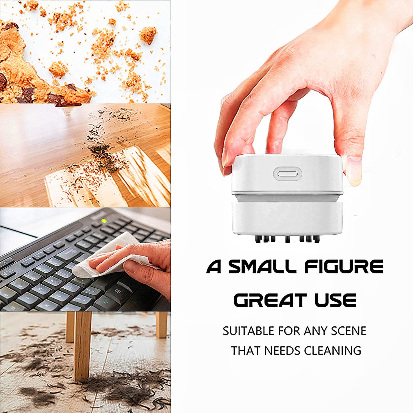 TRZLIFE USB Rechargeable Mini Desk Crumb Vacuum, Portable Cordless Desktop Cleaner for Keyboard, Desktop, Countertop, Drawer, Ideal Office Accessory, Pink