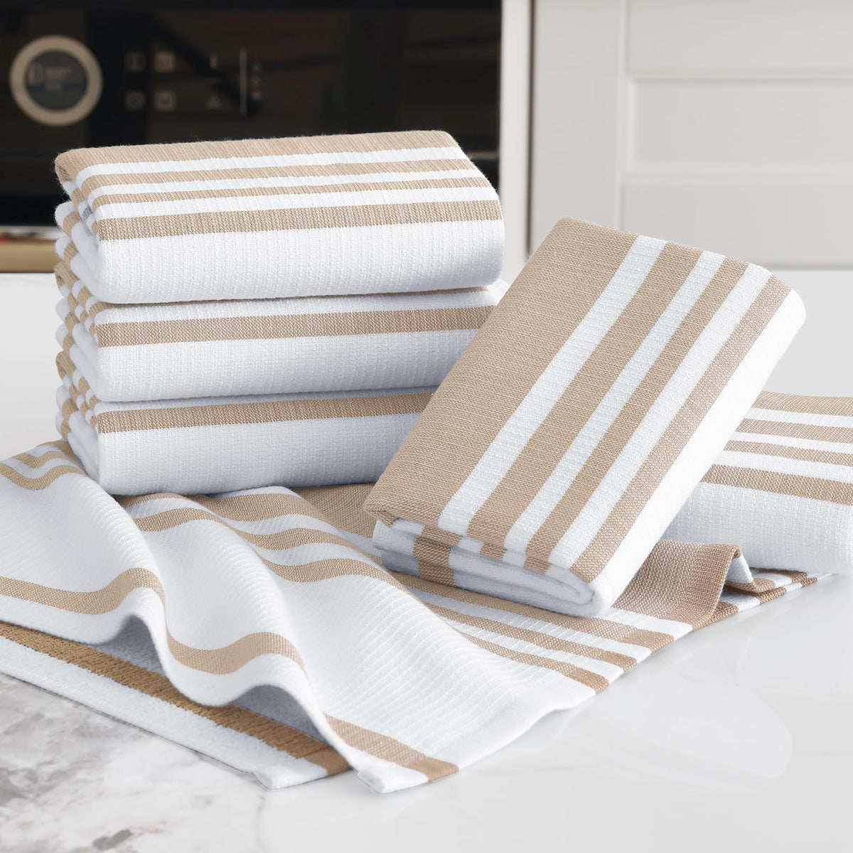 Premium Cotton Stripe Kitchen Towels 6 Pack (6 Count)