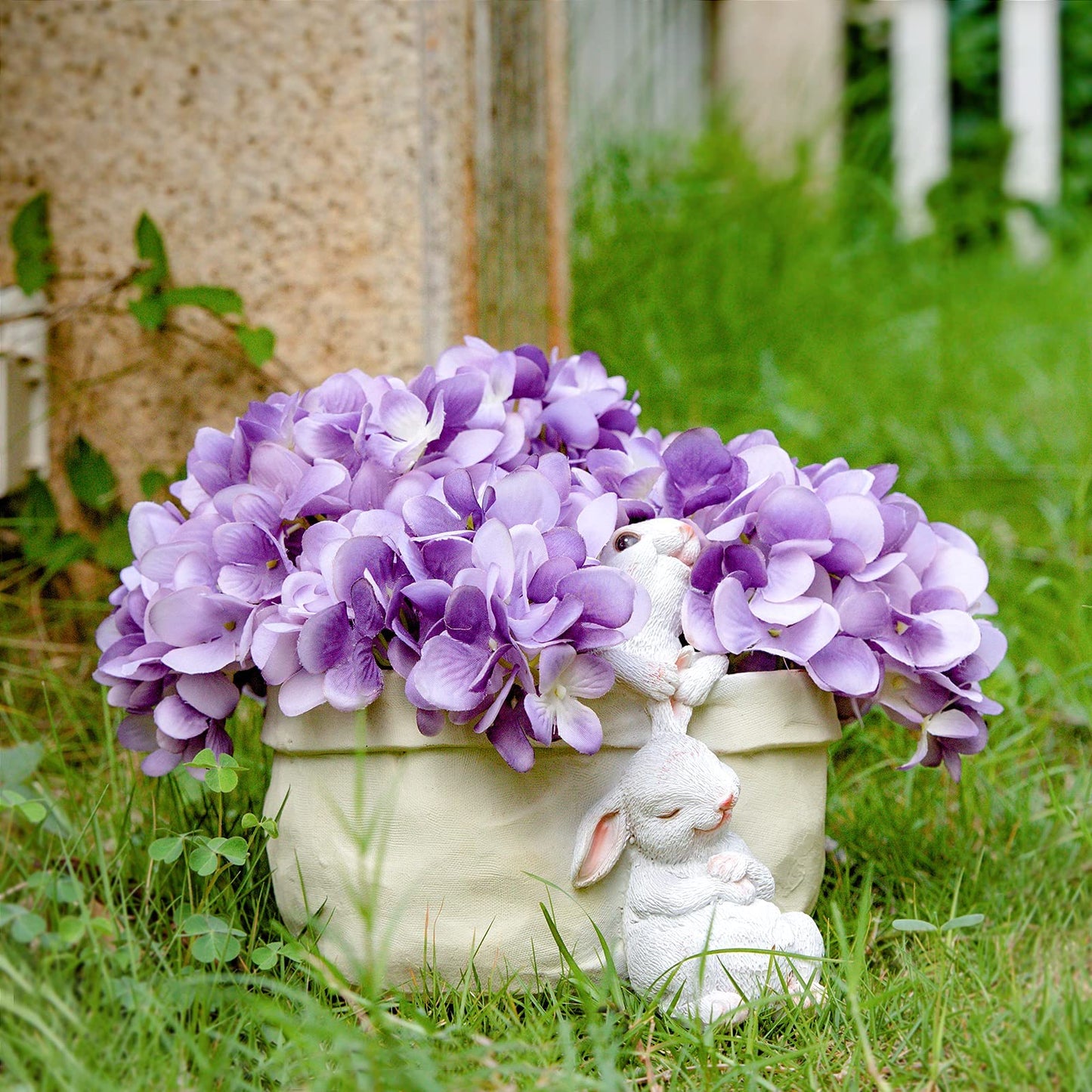WONDHOME Rabbit Flower Pot Succulent Planter Garden Pots, Easter Decorative Flower Pot,Animal Shaped Cartoon Planter Pots,Art Decorations（with Drainage Hole）