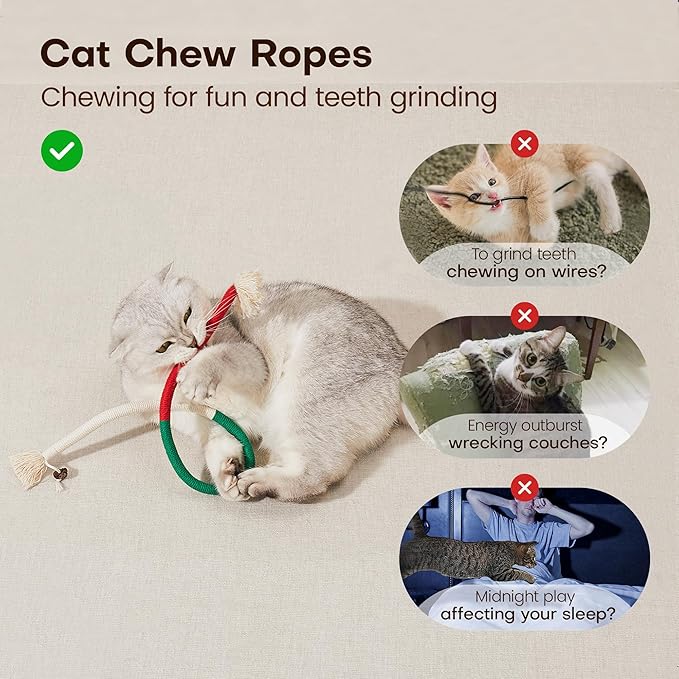 Potaroma Cat Toys Chew Ropes 3Pcs with Refillable Natural Catnip