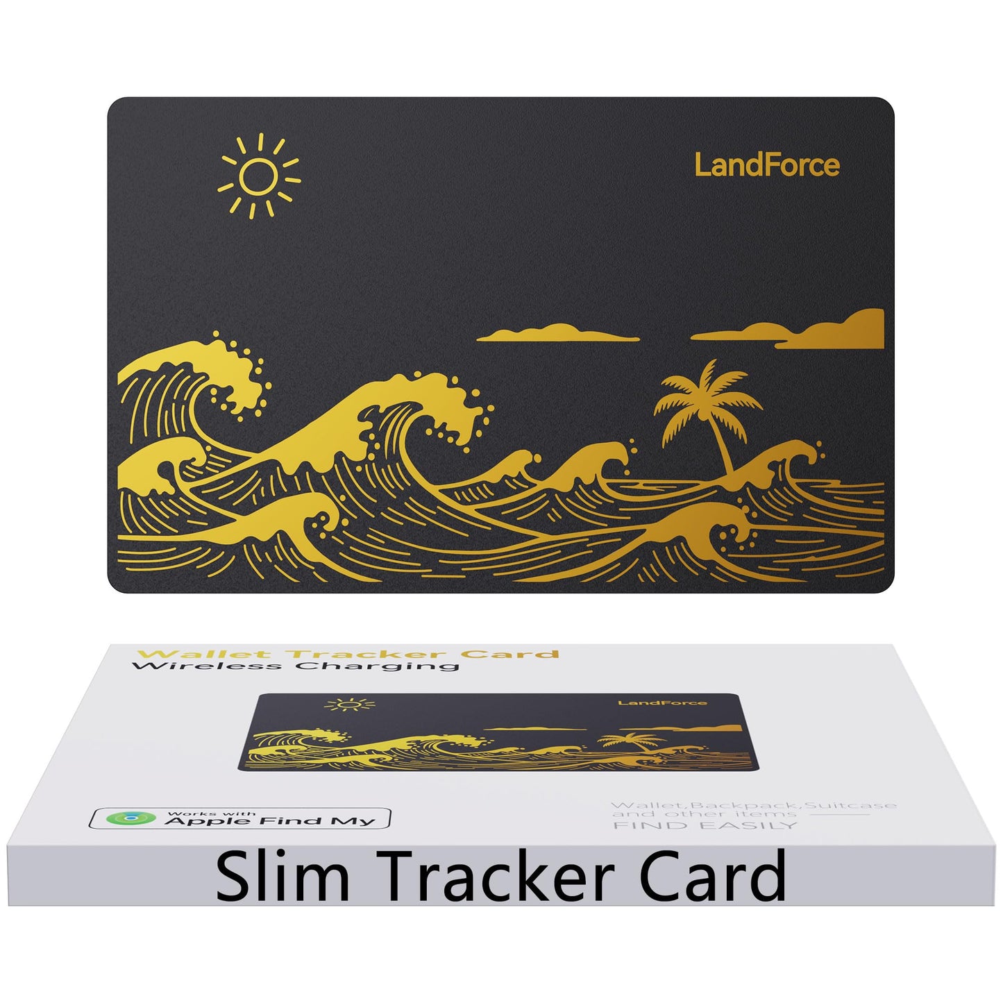 LandForce Ultra-Thin Wallet Tracker Card 0.07in IP68 Waterproof Bluetooth Tracker Smart Finder for Passport, Wireless Charging, Card Locator, iOS Only, Compatible with iPhone/iPad/Mac