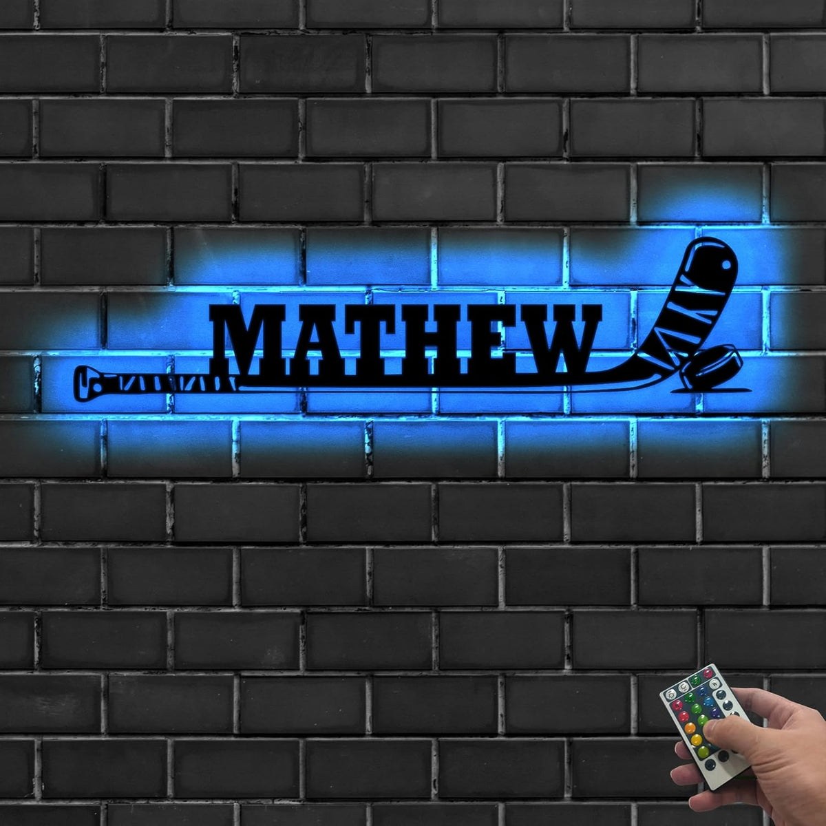 Personalized Ice Hockey Neon Sign - Hockey Sticks Custom Name Sign, LED Lights Signs Neon Signs for Wall Decor, Gift for Players, Fans, Sports Room Decoration