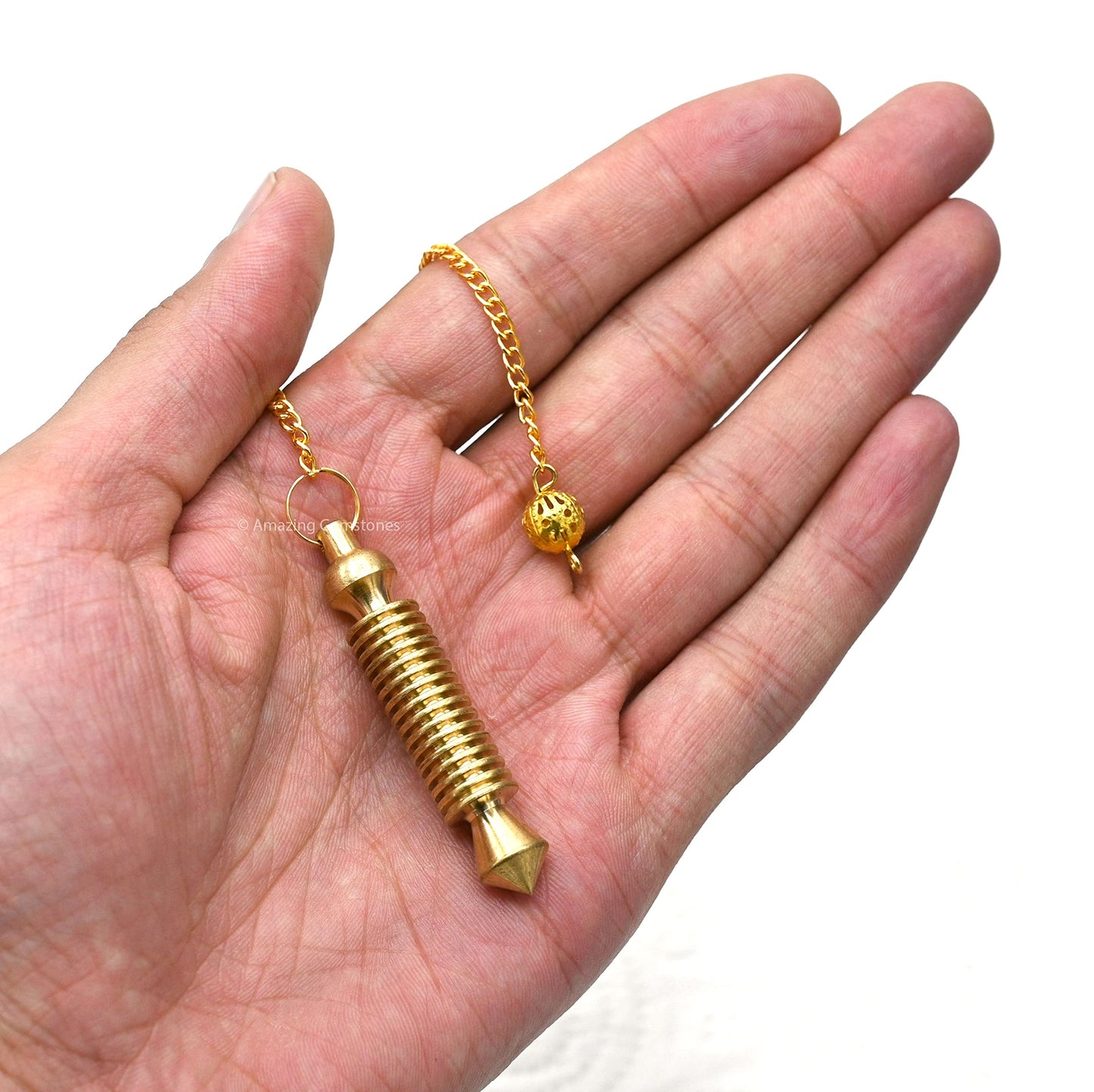 Amazing Gemstone Ibrahim Karim Universal Pendulum Healing Metal Pendulums for Divination, BG16 Gold 16 ISIS Rings Steel Copper Pendulum High Energy Pendulo de Bronce Pendulos de Mesa MP33