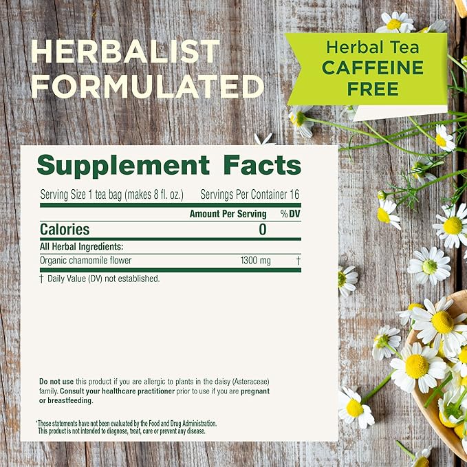 Traditional Medicinals Tea, Organic Chamomile, Calming, Calms Your Nerves, Supports Healthy Digestion, 96 Tea Bags (6 Pack)