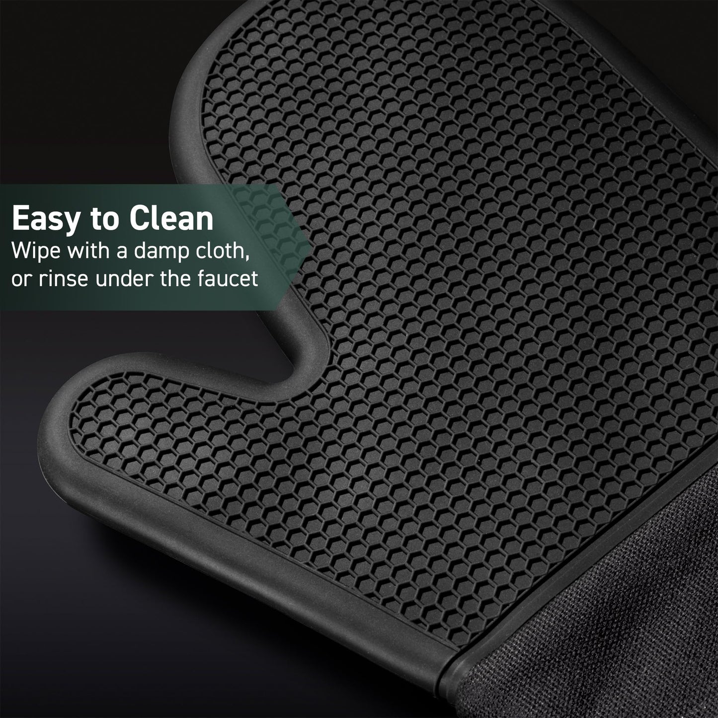 HexClad Silicone Oven Mitt Set, 2-Pack, Heat Resistant to 500ºF, Black