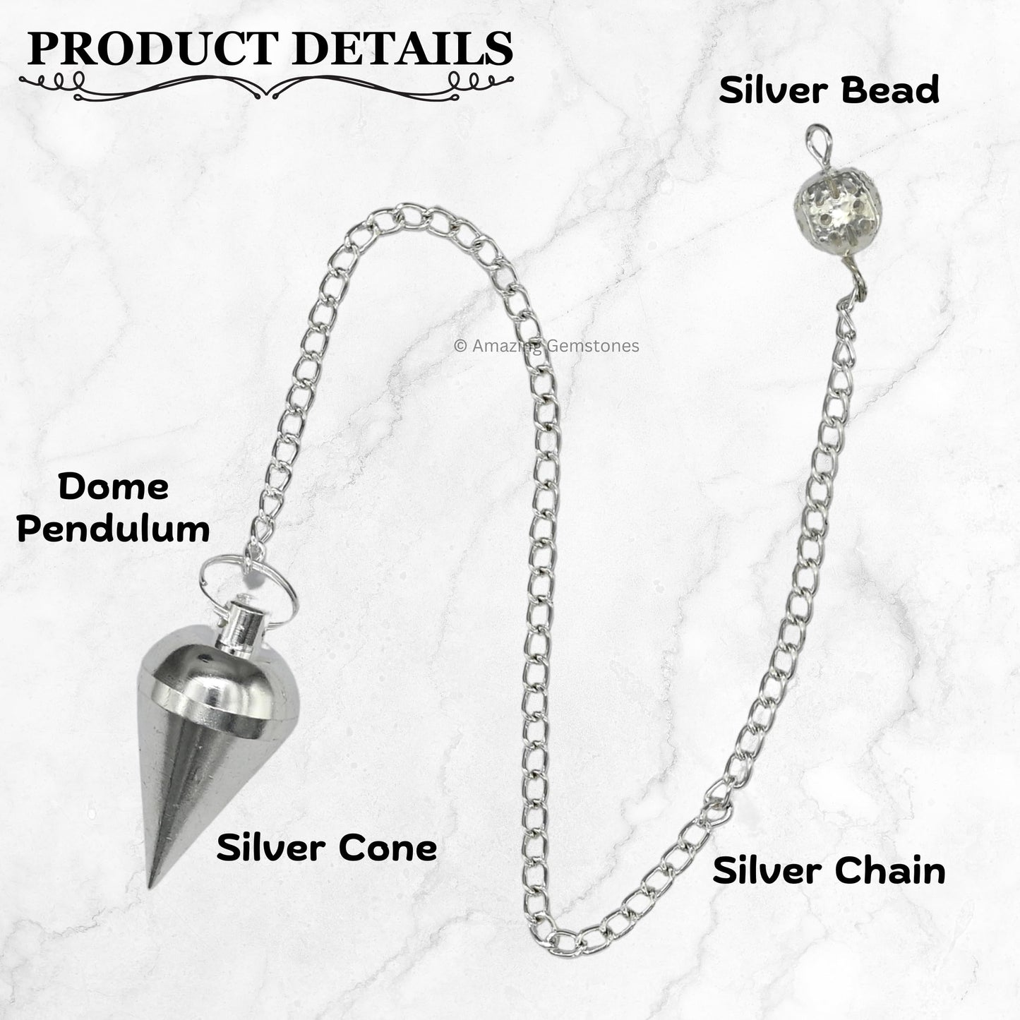 Amazing Gemstone Healing Metal Pendulums for Divination, Silver Dome Cone Steel Copper Pendulum High Energy Pendulo de Bronce Pendulos de Mesa MP103