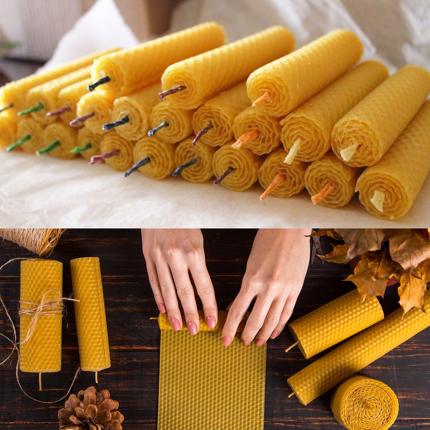 GBACHOOSE 8x8 inch Beeswax Sheets for Candle Making, 24PCS Beeswax Sheets Beeswax Candle Sheet for Candle Making Rolling DIY Kits, Wax Candle Sheets Create Your Own Unique Candles(Yellow)